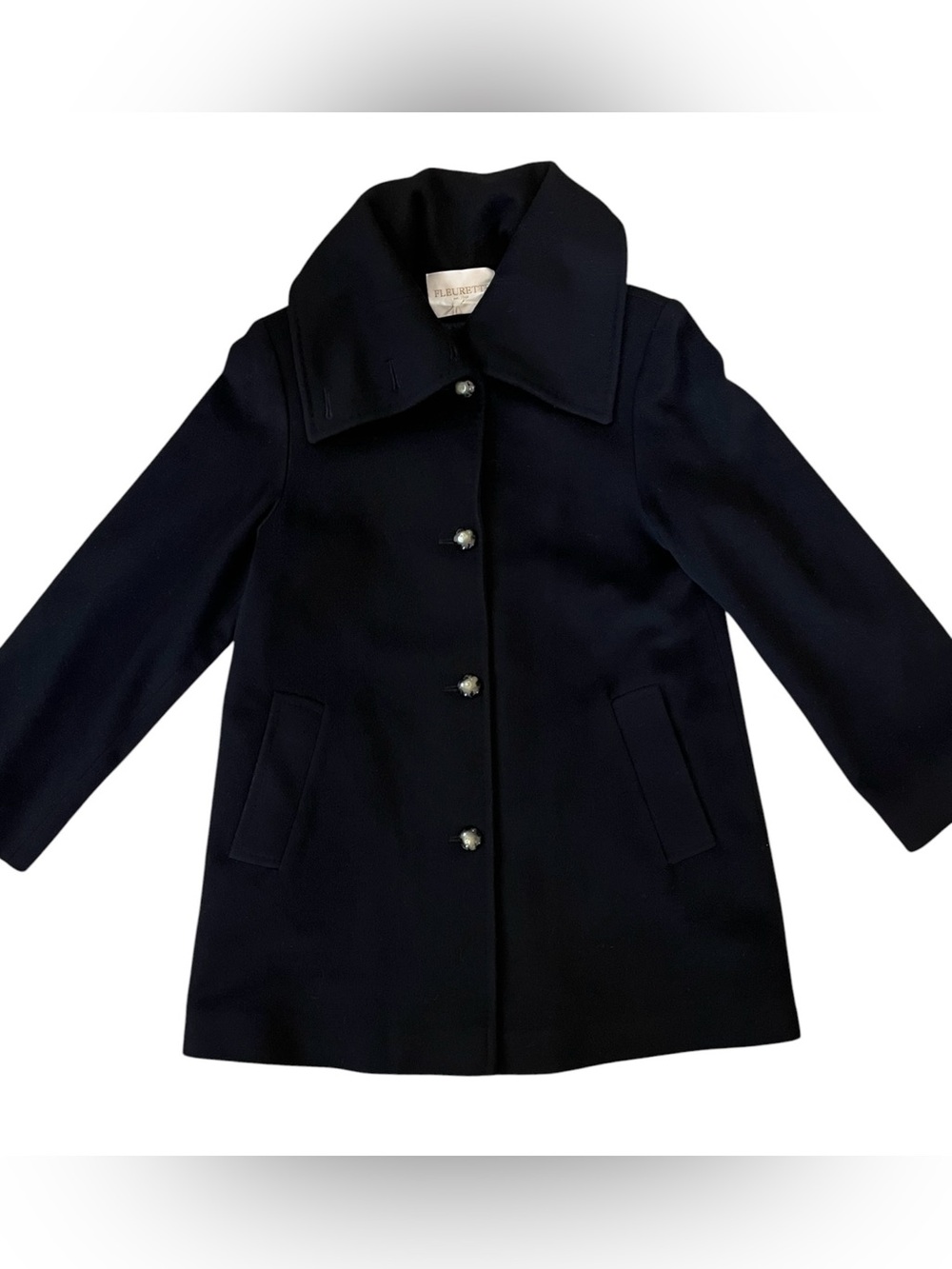 Fleurette Loro Piana Wool Coat Size 6 Black Luxury Tailored